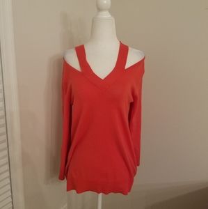 The Limited cold shoulder long sweater poppy color